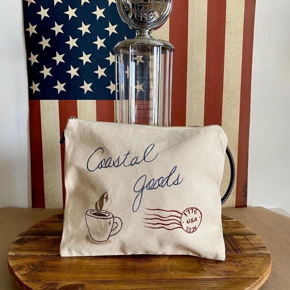 Coastal Goods Leisure Pouch Hand Painted Coastal Americana Canvas Travel Pouch